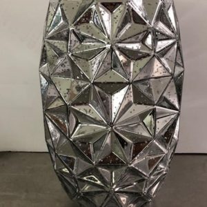 Glass Silver Geometric Vase - 7" x 14" Tall