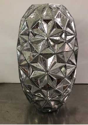 Glass Silver Geometric Vase - 7" x 14" Tall