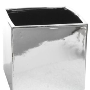 Silver Ceramic Cube Vase 6"