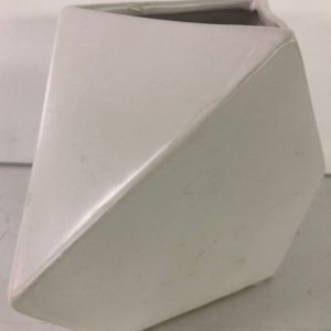 White Ceramic Geo Vase 6"x4"