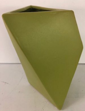 Green Ceramic Geo Vase 10"x6"