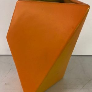 Orange Ceramic Geo Vase 10"x6"