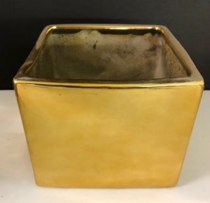 Gold Ceramic Shiny Cube Vase 6"