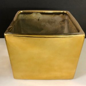 Gold Ceramic Shiny Cube Vase 6"
