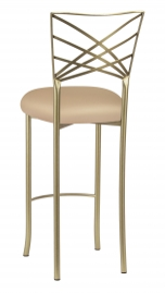 Gold Fanfare Bar Stool with Beige Knit Cushion