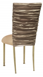 Beige Demure Chair Cover with Beige Stretch Knit Cushion on Gold Legs