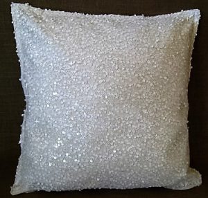White Hollywood Sequin Pillow 18" x 18"