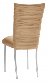 Chloe Beige Stretch Knit Chair Cover and Cushion on Silver Legs