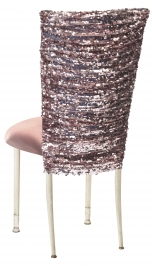 Blush Bedazzled Chair Cover and Blush Stretch Knit Cushion on Ivory Legs