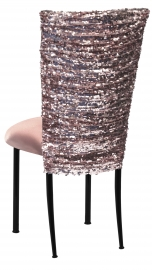 Blush Bedazzled Chair Cover and Blush Stretch Knit Cushion on Black Legs