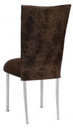 Durango Chocolate Leatherette with Chocolate Suede Cushion on Silver Legs