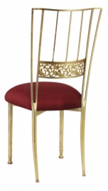 Gold Bella Fleur with Burnt Red Dupioni Boxed Cushion