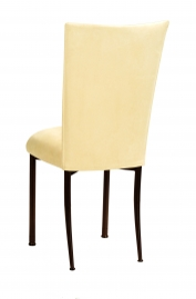 Buttercup Suede Chair Cover and Cushion on Brown Legs