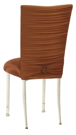 Chloe Copper Stretch Knit Chair Cover with Jewel Band and Cushion on Ivory Legs