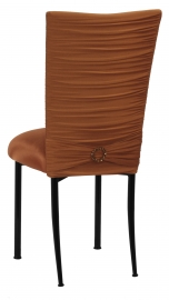 Chloe Copper Stretch Knit Chair Cover with Jewel Band and Cushion on Black Legs