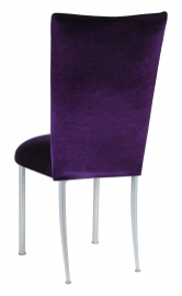 Deep Purple Velvet Chair Cover and Cushion on Silver Legs