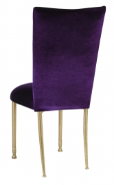 Deep Purple Velvet Chair Cover and Cushion on Gold Legs
