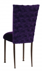 Aubergine Circle Ribbon Taffeta Chair Cover with Eggplant Velvet Cushion on Mahogany Legs