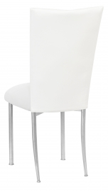 White Leatherette Chair Cover and Cushion on Silver Legs