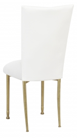 White Leatherette Chair Cover and Cushion on Gold Legs