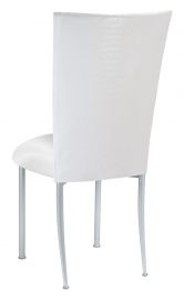 White Croc Chair Cover with White Stretch Knit Cushion on Silver Legs