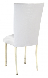 White Croc Chair Cover with White Stretch Knit Cushion on Ivory Legs