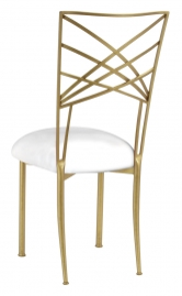 Gold Fanfare with White Leatherette Cushion