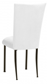 White Suede Chair Cover and Cushion on Brown Legs