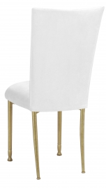 White Suede Chair Cover and Cushion on Gold Legs