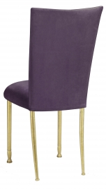 Lilac Suede Chair Cover and Cushion on Gold Legs