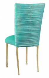 Chloe Mermaid Stretch Knit Chair Cover and Cushion on Gold Legs