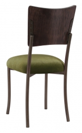 Wood Back Top with Olive Velvet Cushion on Brown Legs