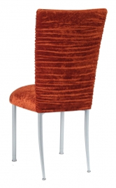 Chloe Paprika Crushed Velvet Chair Cover and Cushion on Silver Legs