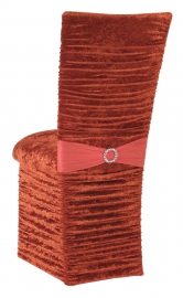 Chloe Paprika Crushed Velvet Chair Cover with Jewel Belt