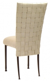 Woven Parchment Linette on Mahogany Legs