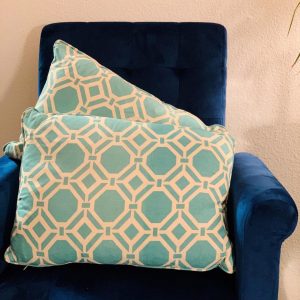 Turquoise Hexagon Pattern Pillow  18" x 13"