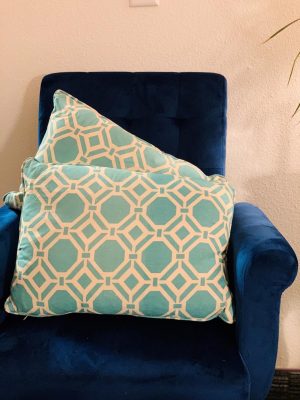 Turquoise Hexagon Pattern Pillow  18" x 13"