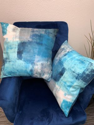 Turquoise Abstract Art  Accent Pillow 18" x 18"