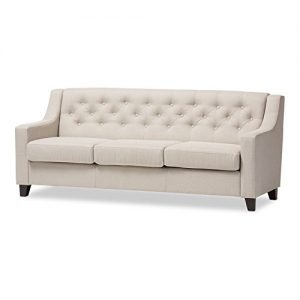 Light beige upholstered sofa