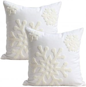 White Snowflake Pillow 18" x 18"