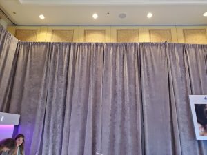 Grey 8 oz. Super-Vel Drape (5'W X 9'H Door Header) - per linear foot