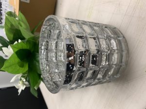 Silver mercury Waffle Cylinder Vase 5" x 5"