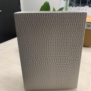 White Ceramic Grid Rectangle Vase 8" x 6" x 2"