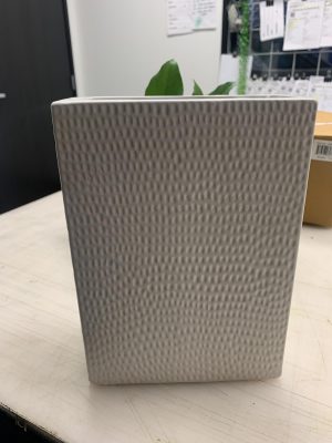 White Ceramic Grid Rectangle Vase 8" x 6" x 2"