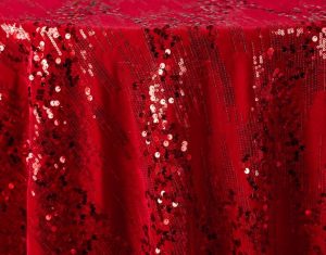 Red Pizzazz Sequin Linen 132"