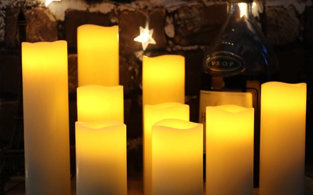 LED Pillar Candles Cluster (Set of 9)