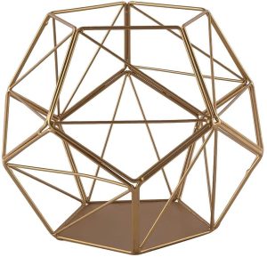 Gold Metal Geometric Frame Candle Holder 8"