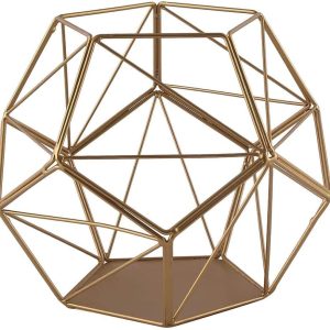 Gold Metal Geometric Frame Candle Holder 8"