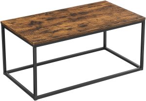 Industrial Wood Panel Steel Frame Coffee Table
