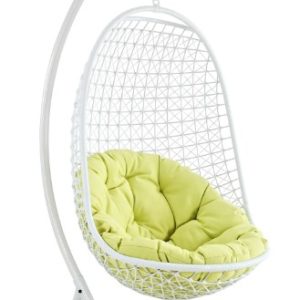 White Swing Chair with Green Cushion